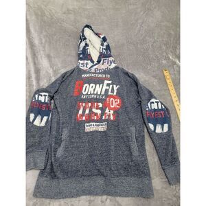 Men's Gray Born Fly Heathered Hoodie sweater size medium‎
